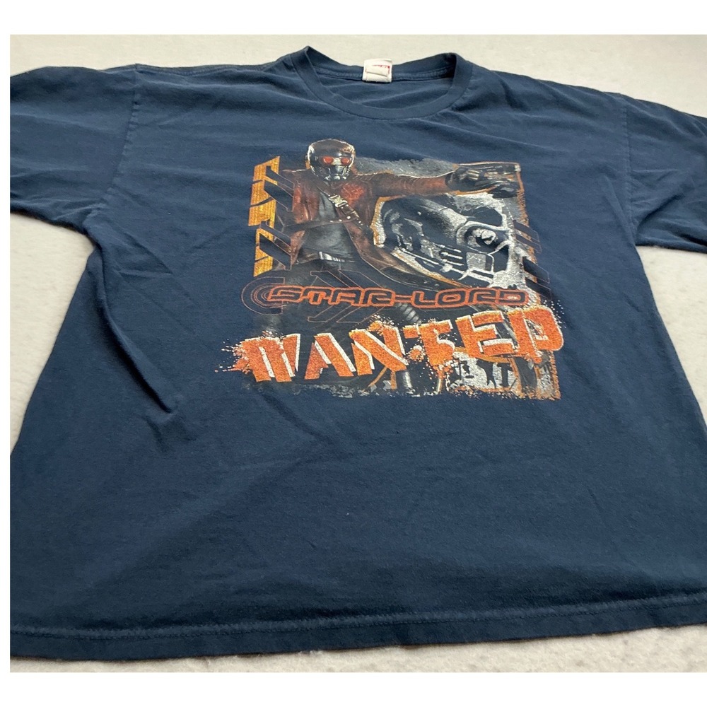 Marvel Guardians of the Galaxy Star-Lord Wanted Graphic Tee XL Navy Blue Shirt